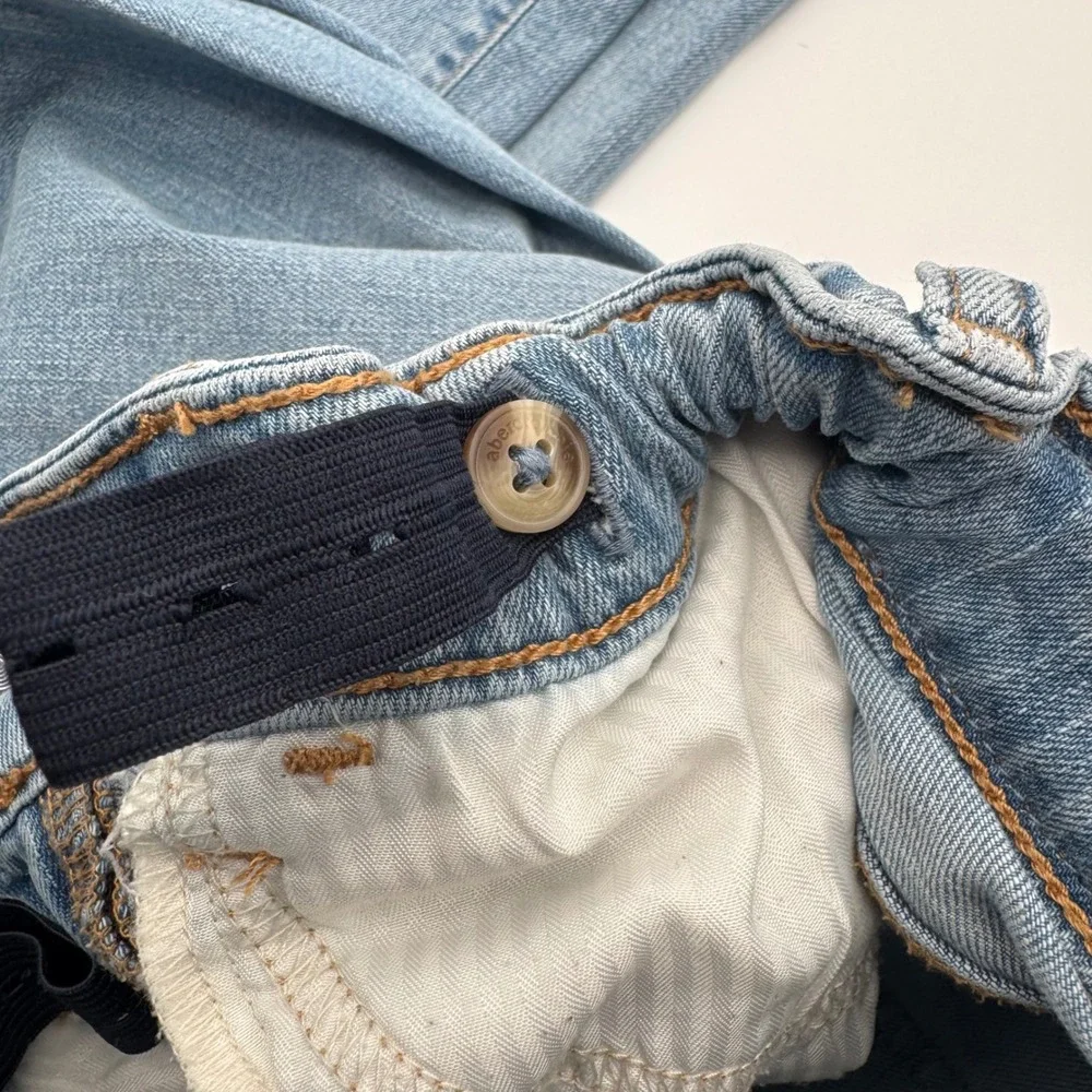 Abercrombie Kids High Rise Wide Leg Jeans Light Wash Adjustable Waist 11/12 Long
